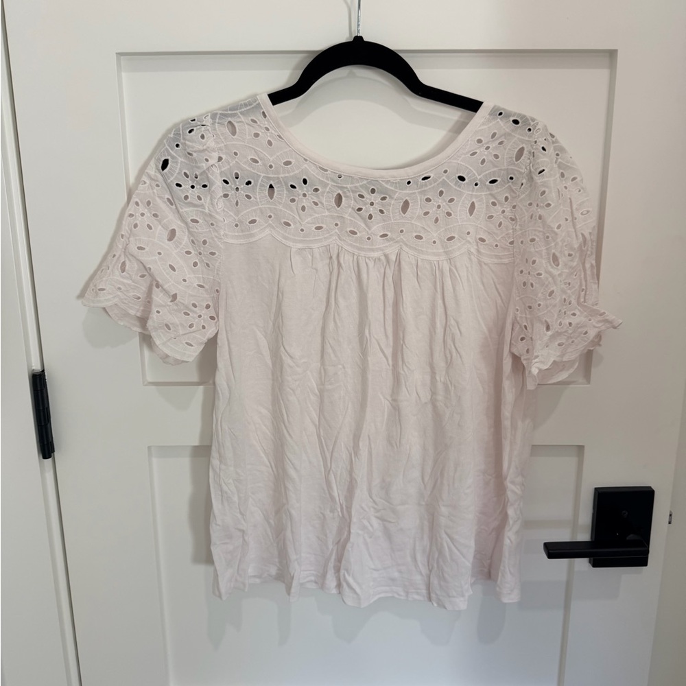 LOFT White Eyelet Lace Blouse